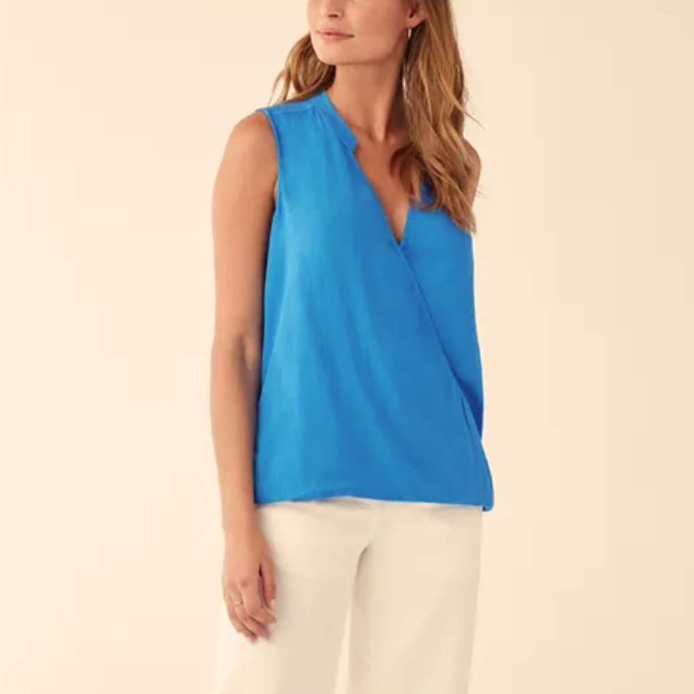 Splendid Tank Blue Mixed Media Surplice Tank NWT - Picture 4 of 5